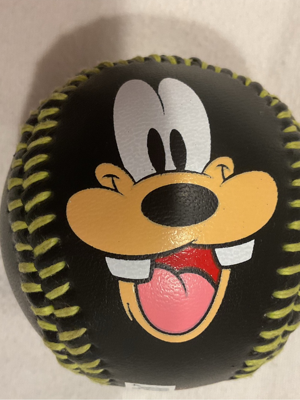 Disney Souvenir Baseball with Goofy Face and Yellow Stitching